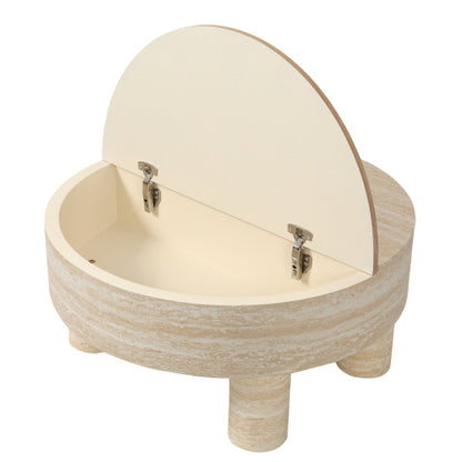 Round Coffee Table with Flip Top Storage Fluted Modern MDF Living Room Center Table