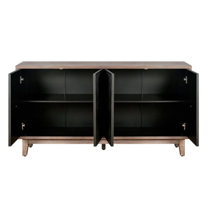Mid Century Sideboard Buffet Cabinet with Solid Wood Legs and 4 Convex Pattern Diamond Doors