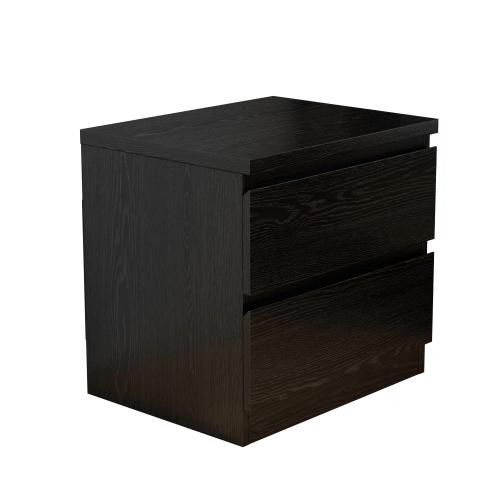 19.7 Inch Black Handle-Free Nightstand, 2 Drawers Thickened Top Plate Bedroom Storage Side Table