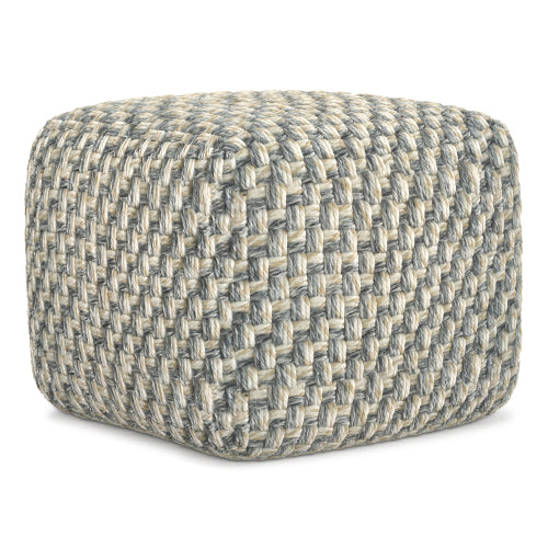 Square Pouf Ottoman Handwoven Accent Footstool with Soft Polyester Cover