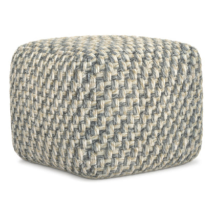 Square Pouf Ottoman Handwoven Accent Footstool with Soft Polyester Cover
