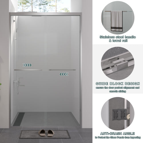 44-48"x76" Aluminum Frame Double Sliding Shower Door,Bypass Bathroom Sliding Door with Premium 1/4" (6mm) Clear Tempered Glass, Chrome Hardware Sliding Glass Shower Enclosure,Chrome Finished