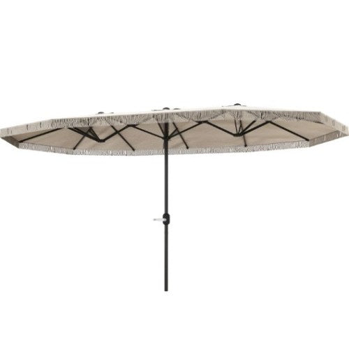 Extra Large Outdoor Umbrella,Rectangle Patio Umbrella,with Fringe and Crank Handle