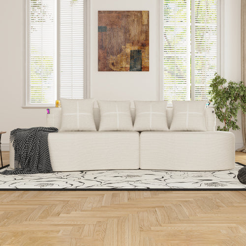 Half-Moon Curved Compressed Modular 3-Seater Sofa for Living-Room & Apartment