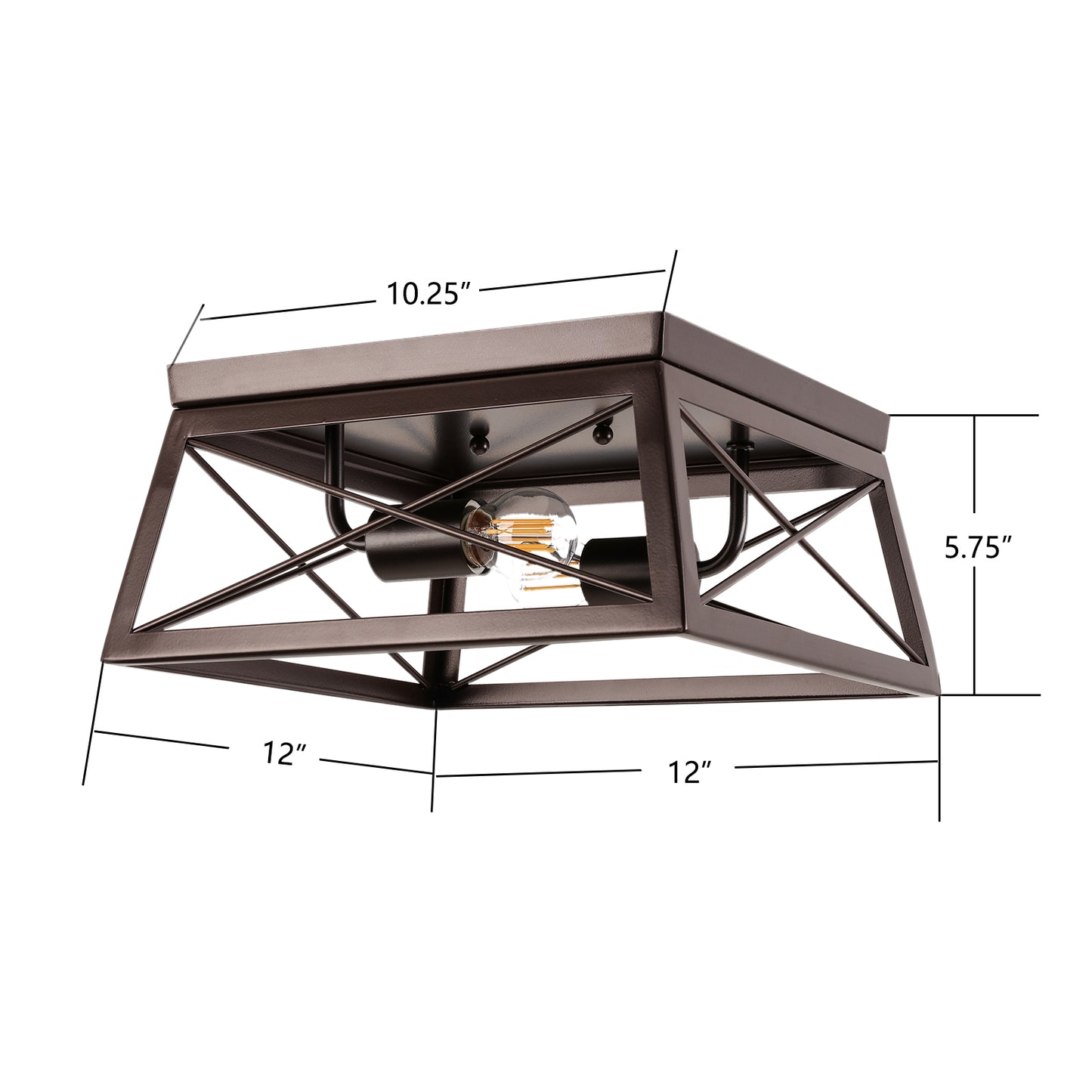 2-Light Oil Rubbed Bronze Vintage Farmhouse Interior Ceiling Fixture