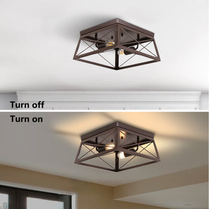 2-Light Oil Rubbed Bronze Vintage Farmhouse Interior Ceiling Fixture
