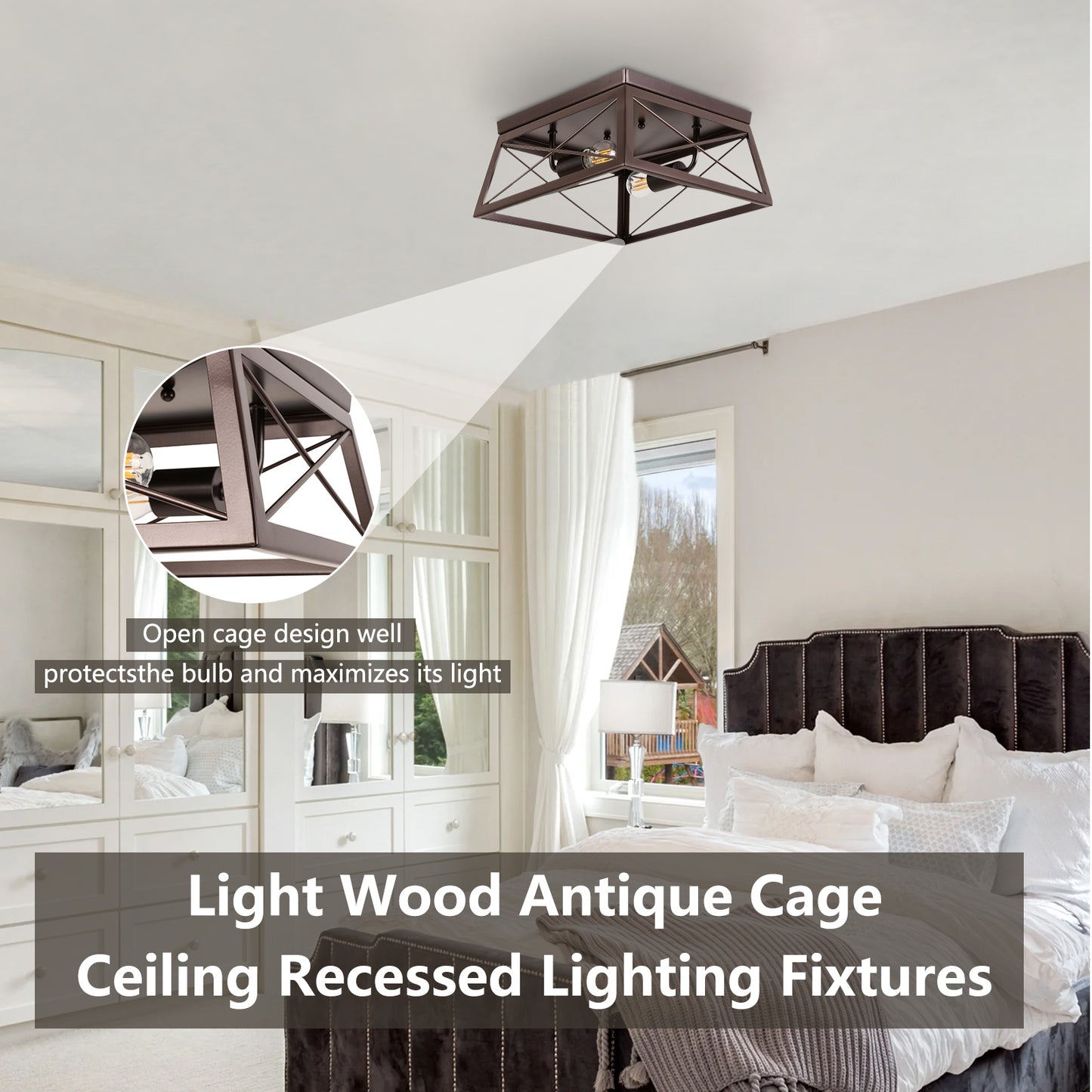 2-Light Oil Rubbed Bronze Vintage Farmhouse Interior Ceiling Fixture