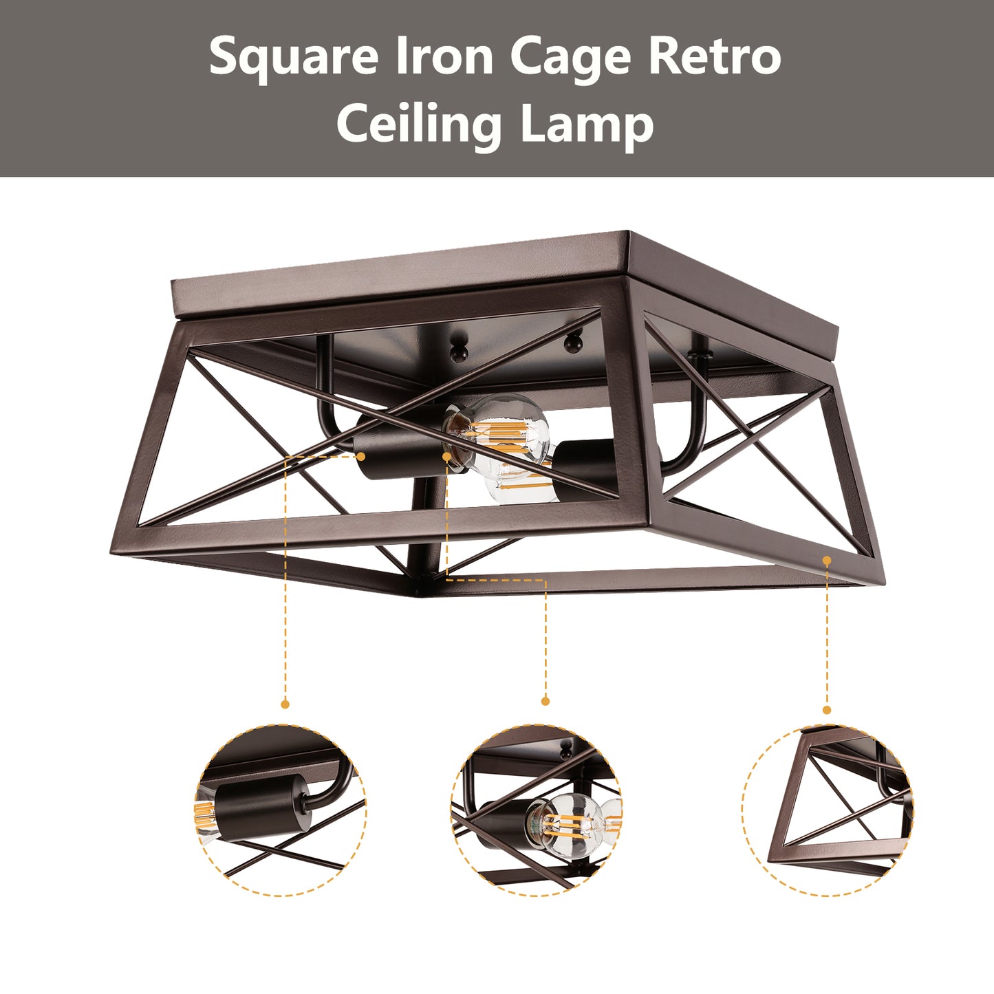 2-Light Oil Rubbed Bronze Vintage Farmhouse Interior Ceiling Fixture