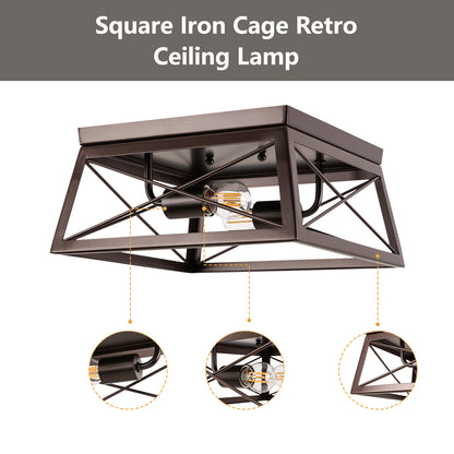 2-Light Oil Rubbed Bronze Vintage Farmhouse Interior Ceiling Fixture