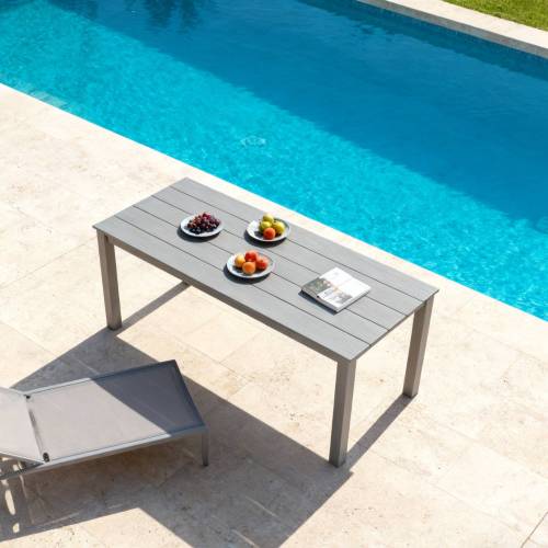 A wooden-textured imitation wood dining table, simple yet with a high quality feel. It has a small tabletop and is perfect for outdoor picnics. Charcoal gray, 68.9 inches.