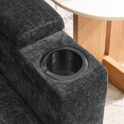 Black Manual-Adjust Recliner Chair with USB, Storage & Ottoman