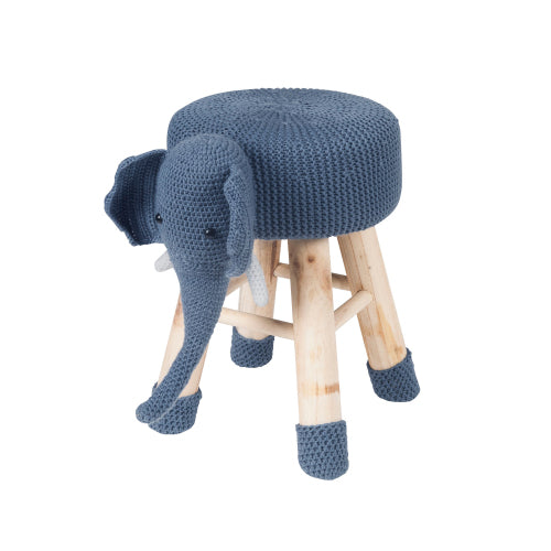 Elephant Ottoman Stool Cute Animal Foot Stool Kids Seat with Solid Wood Legs