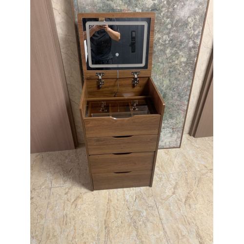 (60cm) 3 in 1 Vanity Desk with Plip Top Mirror, Small Make Up Vanity Set with Visible Glass Desktop, Compact Makeup Vanity with 3 Drawers, Dressing Table for Bedroom (Walnut Color)