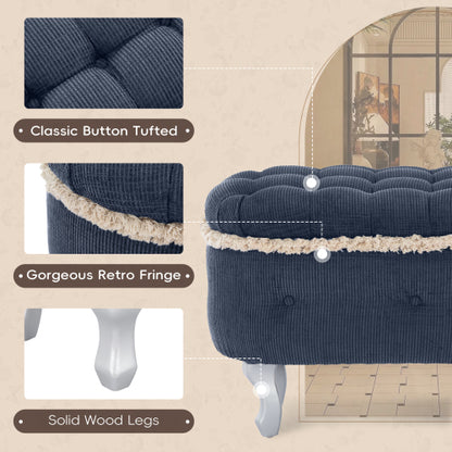 29.5'' Storage Ottoman Bench Tufted Upholstered End of Bed Bench with Fringe