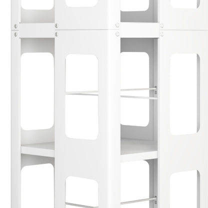 4-Tier Steel Rotating Bookshelf with Wheels White
