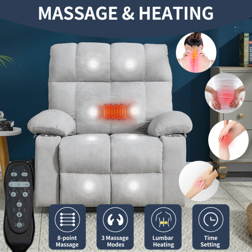 Beige Dual Motor Infinite Position Up to 350 LBS Chenille Power Lift Recliner Chair