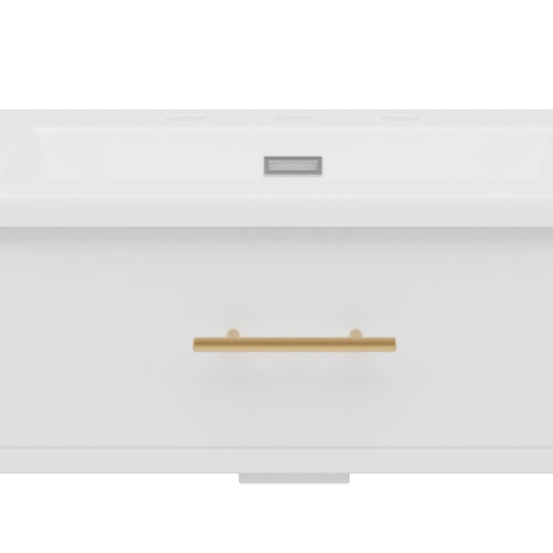 31" Bathroom Vanity with Sink, Bathroom Cabinet with Soft Close Doors and Adjustable Shelf, Curved Profile Design, Rubber Wood Legs, White