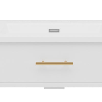 31" Bathroom Vanity with Sink, Bathroom Cabinet with Soft Close Doors and Adjustable Shelf, Curved Profile Design, Rubber Wood Legs, White