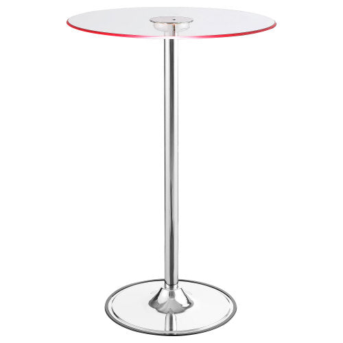 Chrome Glass Top LED Bistro Bar Table