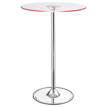 Chrome Glass Top LED Bistro Bar Table
