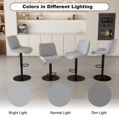 Swivel Bar Stools with Adjustable Height (35.03-43.7 Inches), Backrest, and Soft Knit Fabric - Ideal for Kitchen Island, Bar Counter, Dining Room, Grey(Set of 2)
