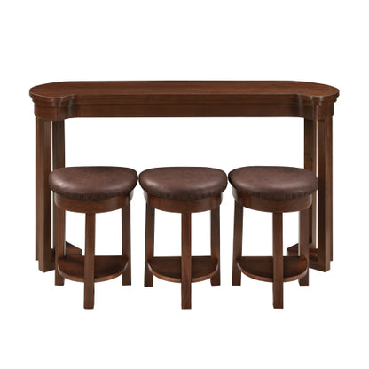 4-Piece Cherry Solid Wood Bar Set, 60inch  Table & 3 PU Stools