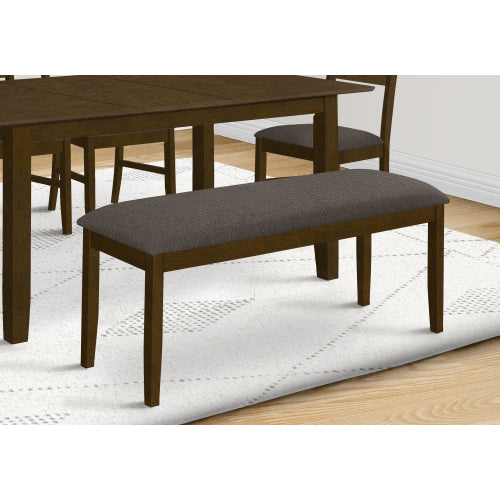 Bench, 44inch  Rectangular, Upholstered, Wood, Dining Room, Kitchen, Entryway, Brown Solid Wood, Brown Fabric, Transitional