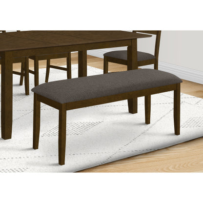 Bench, 44inch  Rectangular, Upholstered, Wood, Dining Room, Kitchen, Entryway, Brown Solid Wood, Brown Fabric, Transitional