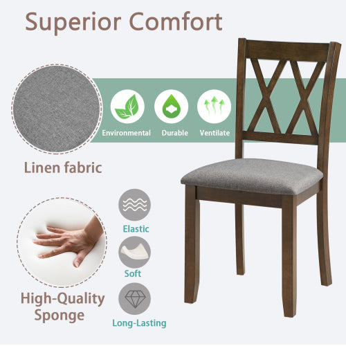Dining Chairs Only, Wooden Dining Chairs Set of 4, Kitchen Chair with Padded Seat, Upholstered Side Chair for Dining Room, Living Room, Walnut