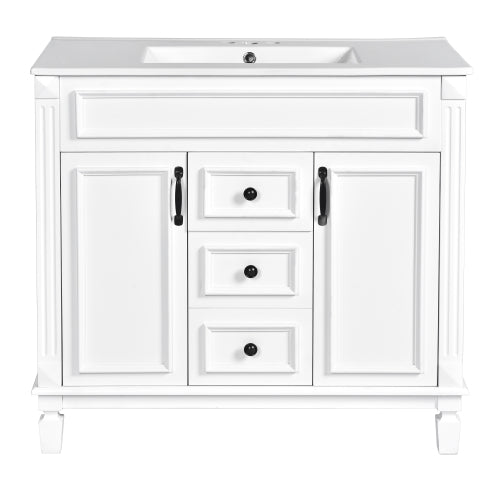 36'' Bathroom Vanity with Top Sink, Modern Bathroom Storage Cabinet with 2 Soft Closing Doors and 2 Drawers, Single Sink Bathroom Vanity