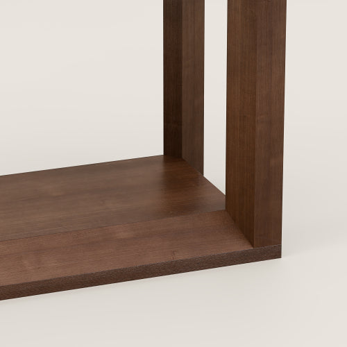 60 inch Rectangular Solid Wood Veneer Console Table, Wide Sofa Table,  Behind Couch Table with Ample Storage for Entryway & Living Room, Dark Brown