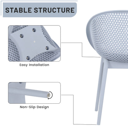 Holiday- 2-Pack Light Baby Blue Modern Lounge Chairs - Indoor/Outdoor All-Weather PP Plastic with Modern folding indoor/outdoor multi-functional square table- PP tabletop with metal legs(White, khaki)