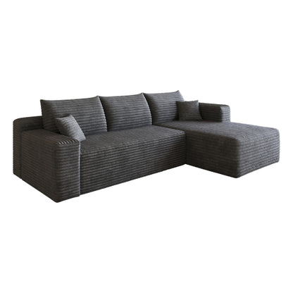 95 inch  Dark Grey Plush Corduroy U-Shaped Cloud Modular Sofa, No Assembly