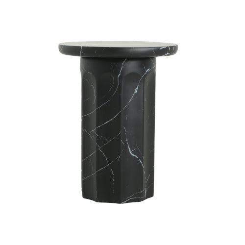 Outdoor Lightweight Concrete Black Marble Effect Side Table,Living Room Mgo End Table