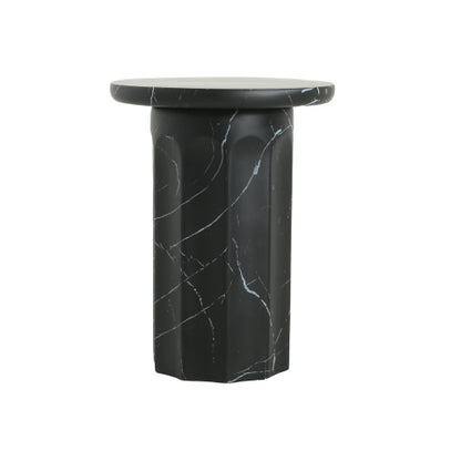 Outdoor Lightweight Concrete Black Marble Effect Side Table,Living Room Mgo End Table