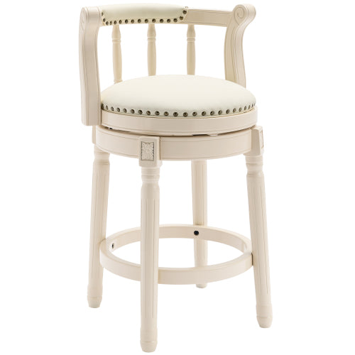 Bar Stools Seat Height 26inch  Leather Wooden Bar Stools(WHITE 1pc)