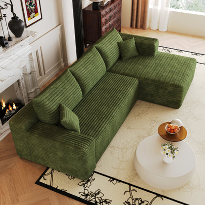 103 inch  Green L-Shape Cloud Deep-Seat Corner Sectional Sofa, No Assembly