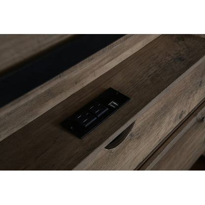 Farmhouse Bed Frame Queen Size with LED Lights and Charging Station, Wooden Queen Bed with 2 Storage Drawers, Rustic Headboard with Sliding Barn Door Storage Cabinets