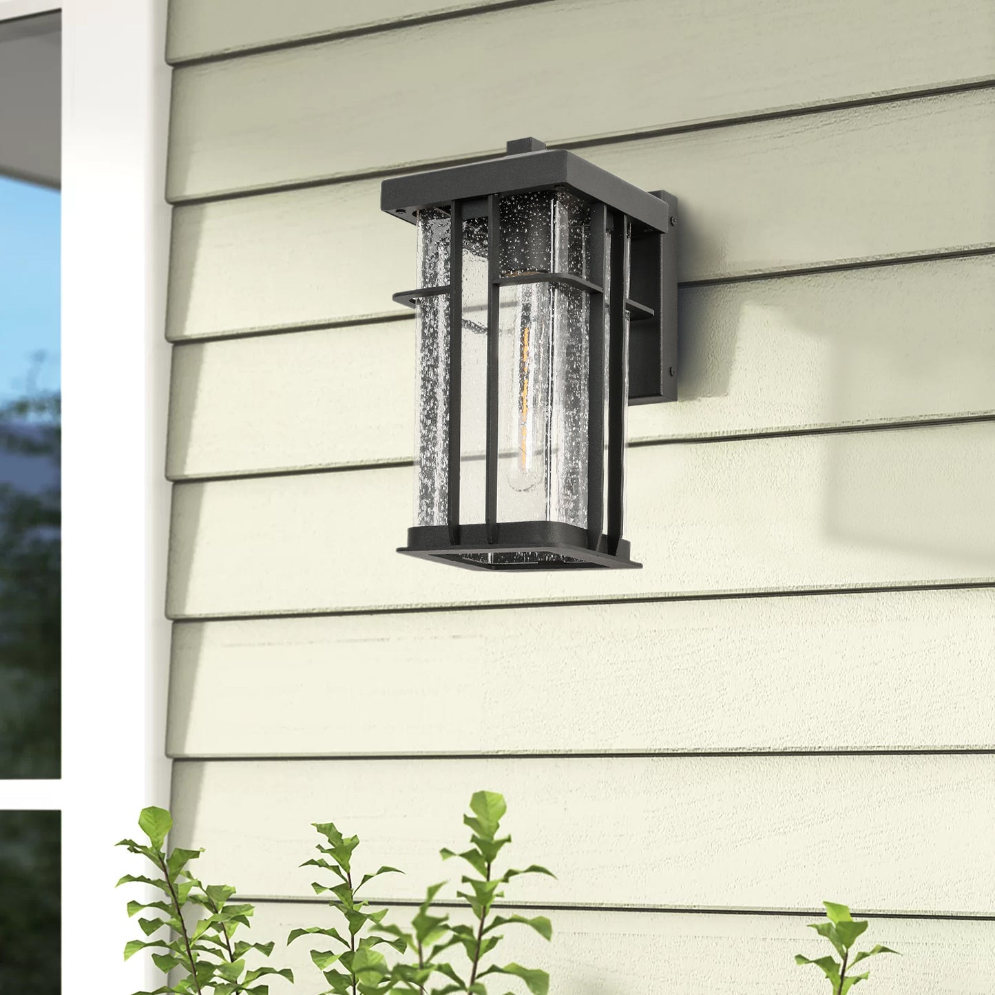 " 1-Light Matte Black Metal not Motion Sensing Outdoor Hardwired Wall Sconce with No Bulbs Included"