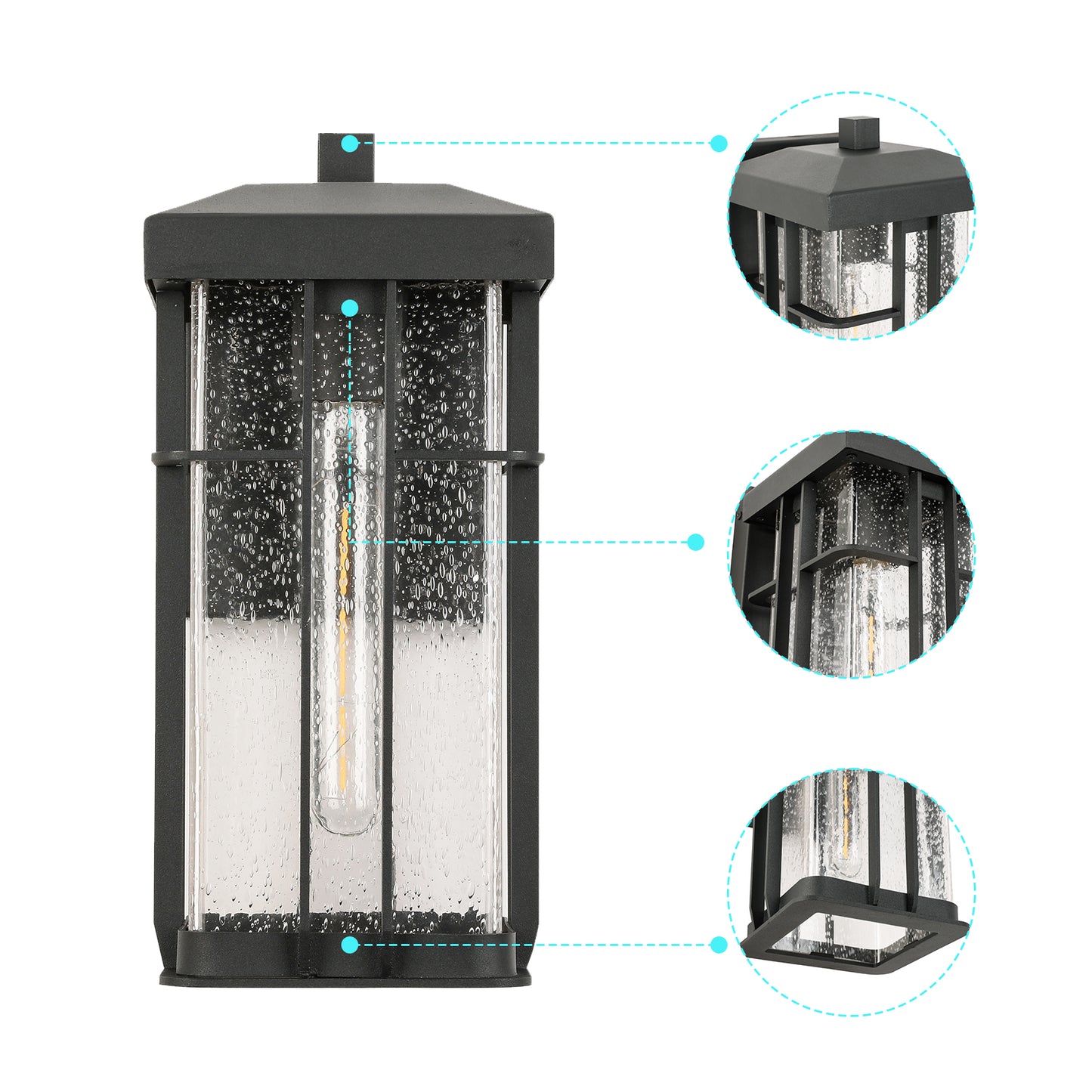 " 1-Light Matte Black Metal not Motion Sensing Outdoor Hardwired Wall Sconce with No Bulbs Included"