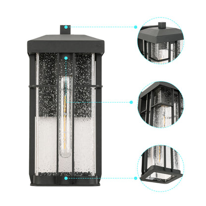 " 1-Light Matte Black Metal not Motion Sensing Outdoor Hardwired Wall Sconce with No Bulbs Included"