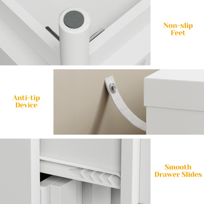 White 3-Drawer Fluted Dresser, P2 MDF, 23.6inch*14.2inch*26.8inchH