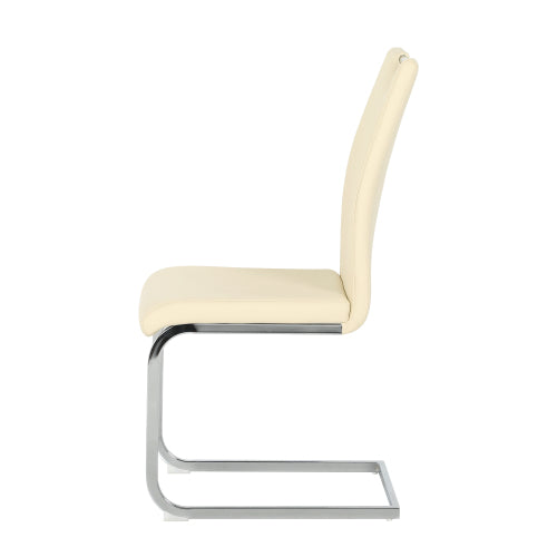 Set of 2 Light Yellow PU Dining Chairs with Metal Legs, Modern Upholstered Accent Chairs