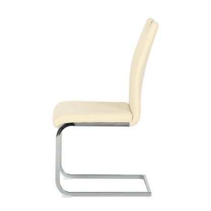 Set of 2 Light Yellow PU Dining Chairs with Metal Legs, Modern Upholstered Accent Chairs