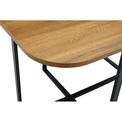 60.2 Inch Two-Tone MDF Dining Table, Modern Minimalist Industrial Sturdy Metal Leg Kitchen Work Table