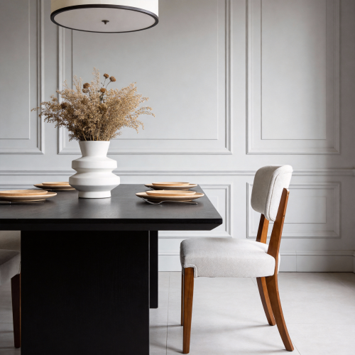 Armless Wood Dining Chairs with Upholstered Seats, Set of 2, Beige