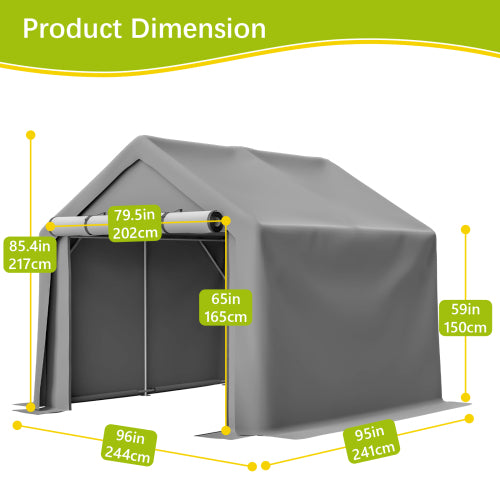 8x8 FT Multi-Purpose Outdoor Shelter Waterproof & UV-Resistant with Roll-Up Doors