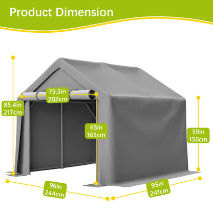 8x8 FT Multi-Purpose Outdoor Shelter Waterproof & UV-Resistant with Roll-Up Doors