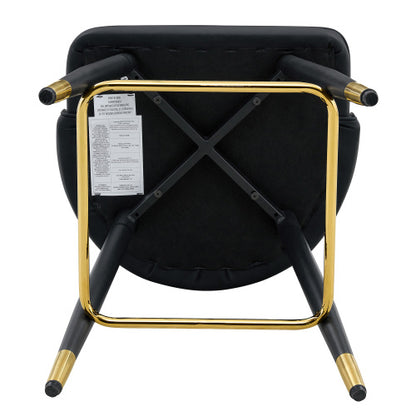 Set of 2 Black PU Leather Bar Stools: 37.7inch High, 25inch Seat Height, Gold Accent Footrest, Ideal for Kitchen Island, Home Bar & Dining Area, Available in Light Gray, White & Dark Gray Splicing Colors.