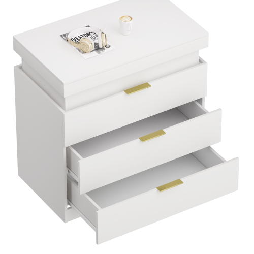 Nightstand with Charging Station and LED Lights,Night Stand with Sliding Top for Bedroom,Bedside Table with Drawers,Modern End Side Table,White.28.8''W x 17''D x 30.5''H.